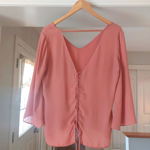 Dynamite V Neck Open Back Tie Up Top - Picture 2 of 2